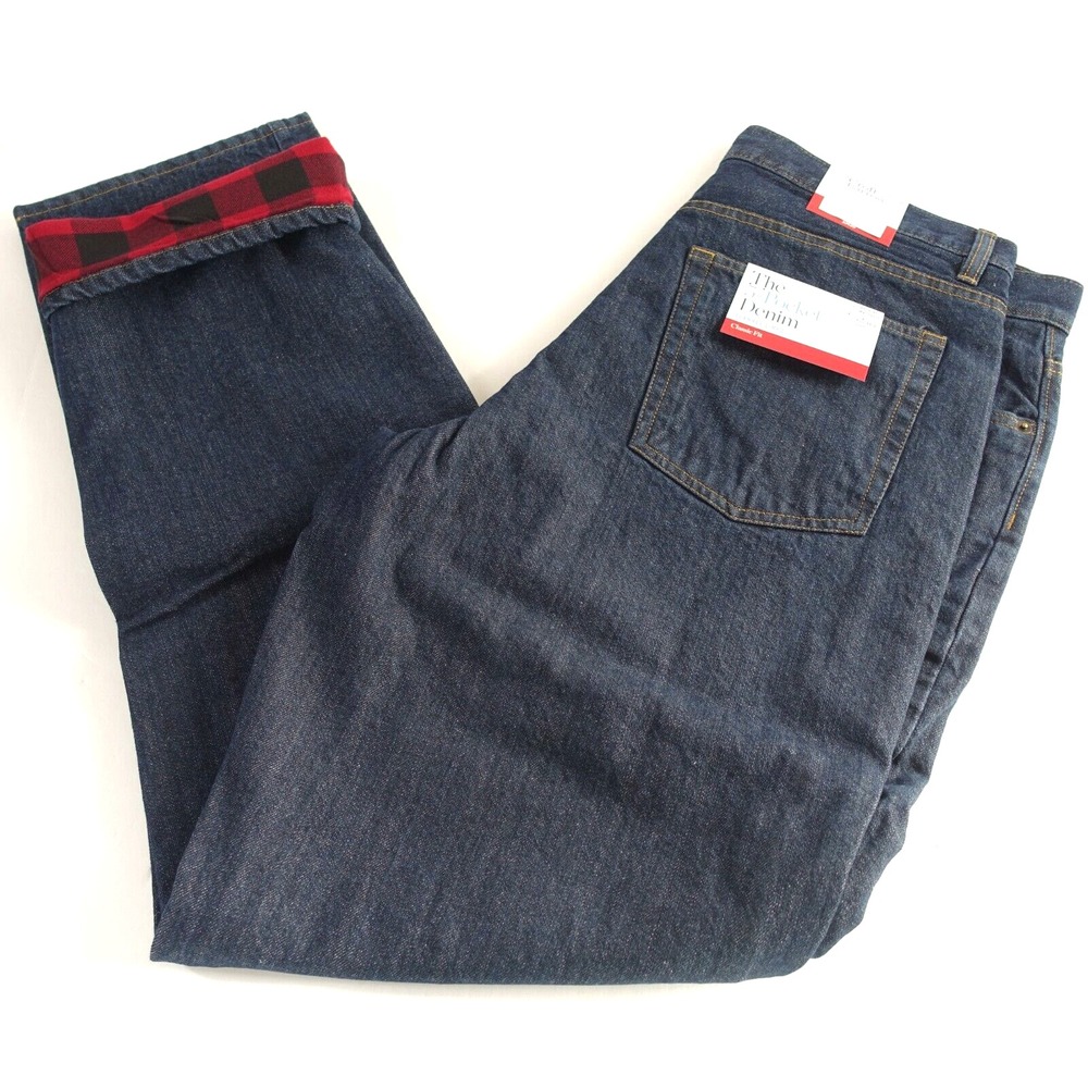 Croft Barrow Flannel Lined Jeans Men 42x30 Classic Fit At Waist 5-Pocket Denim